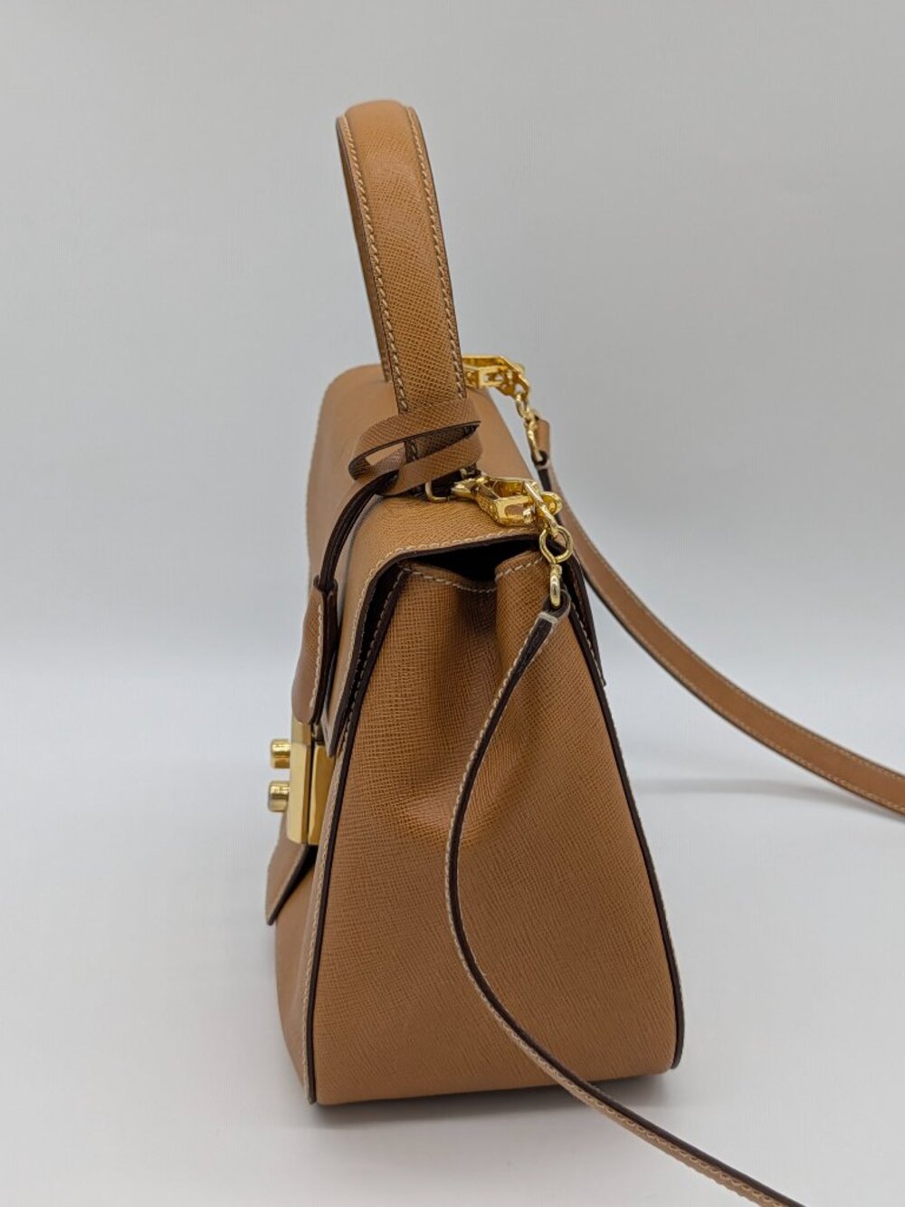 Prada Emblem Safiano Top Handle Bag - Picture 3 of 10